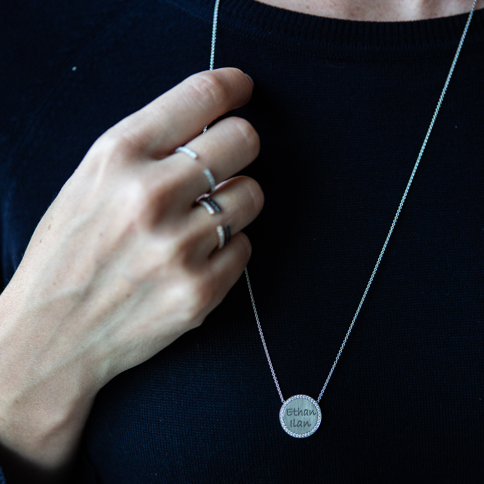 Engraved necklace with diamond Engraved necklace with diamond