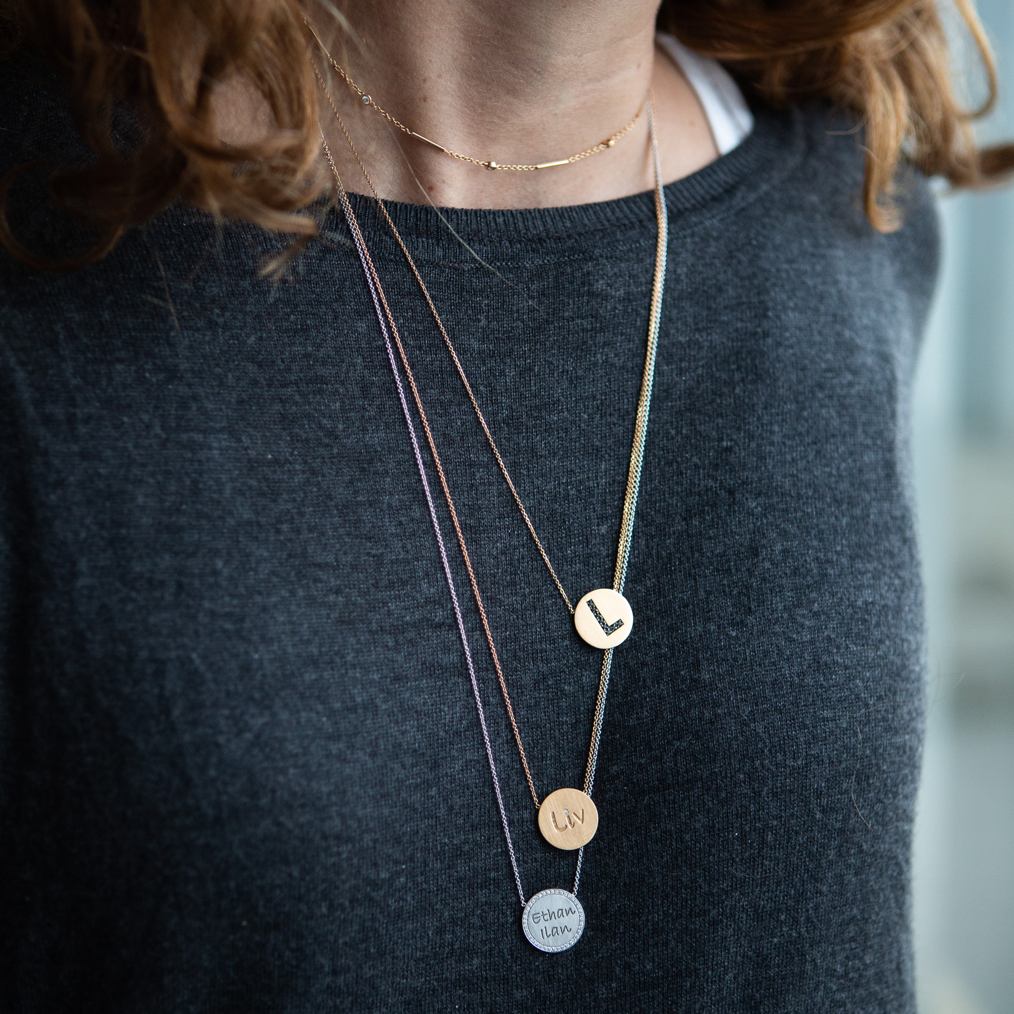 Engraved necklace with diamond Engraved necklace with diamond