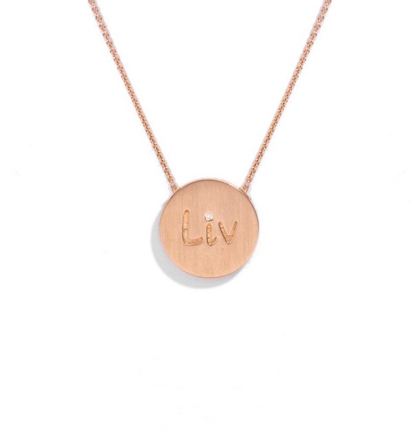 Engraved necklace with diamond