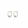 Emerald Diamond Hoop Earrings