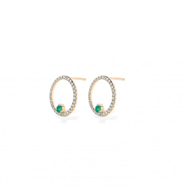 Emerald Diamond Hoop Earrings