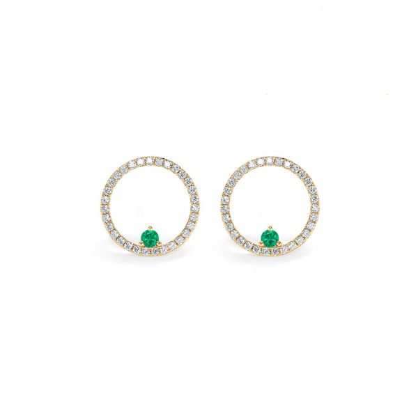 Emerald Diamond Hoop Earrings
