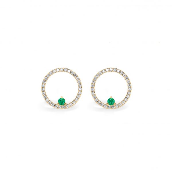 Emerald Diamond Hoop Earrings