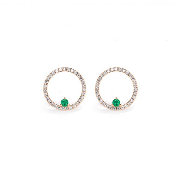 Emerald Diamond Hoop Earrings