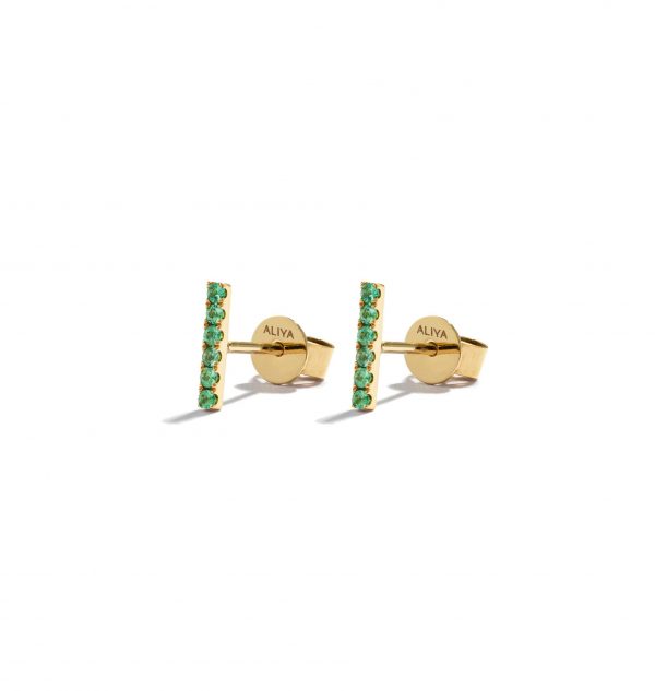 Emerald Baguette Studs