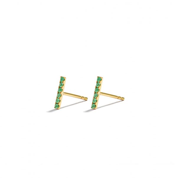 Emerald Baguette Studs