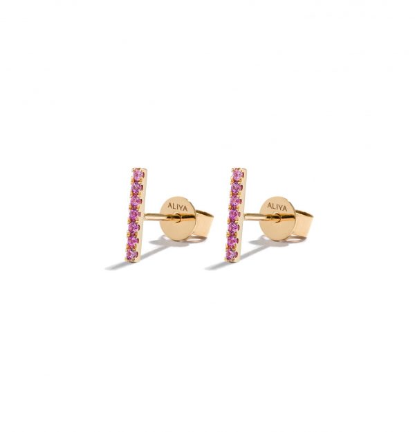 Pink Baguette Studs